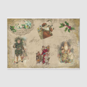 Vintage Rustic Victorian Christmas Collage Tissue Paper