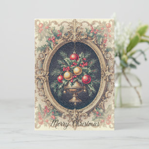 Vintage Rustic Victorian Style Merry Christmas  Holiday Card
