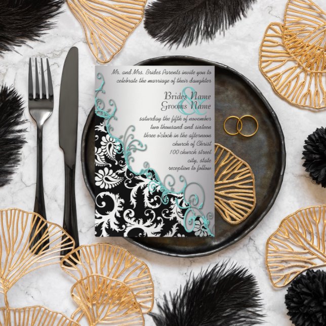 Vintage Rustic Victorian Swirl Damask Wedding Invitation (Creator Uploaded)