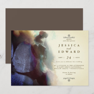 Vintage Rustic Watercolor Bird Floral Wedding Invitation