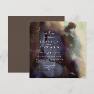 Vintage Rustic Watercolor Bird Floral Wedding Invitation