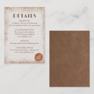 Vintage Rustic Watercolor Romantic String Lights Enclosure Card