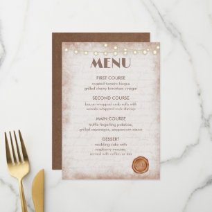 Vintage Rustic Watercolor Romantic String Lights Menu
