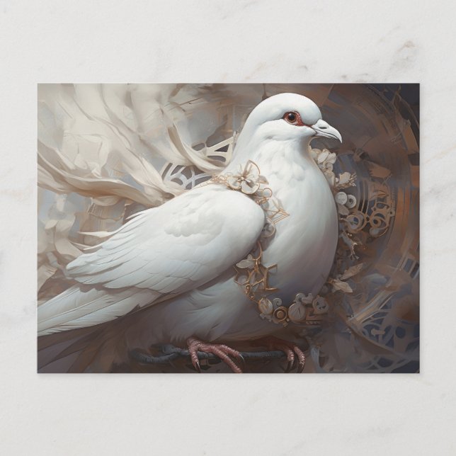 Vintage Rustic Wedding Dove Postcard (Front)