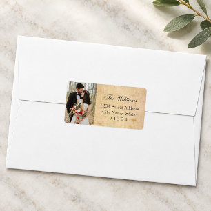 Vintage Rustic Wedding Photo Return Address Label