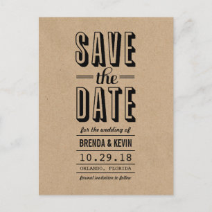Vintage Rustic Wedding Save the Date Postcard