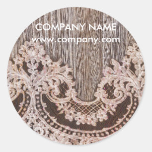 vintage rustic western country chic lace barn wood classic round sticker