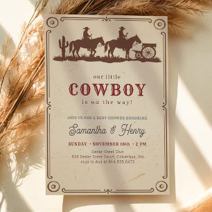 Vintage Rustic Western Little Cowboy Baby Shower Invitation
