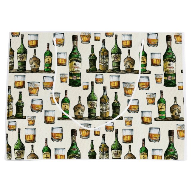 Vintage Rustic Whiskey Large Gift Bag (Front)