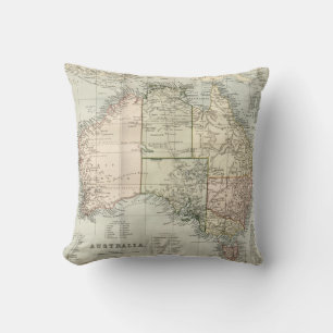 Vintage rustic white green old Australia map Cushion