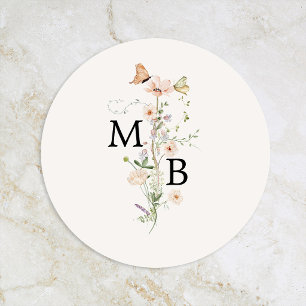 Vintage Rustic Wildflower Monogram Envelope Seal