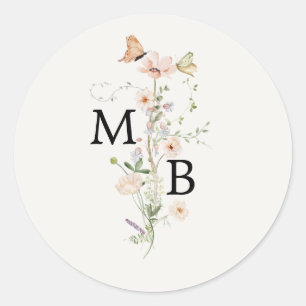 Vintage Rustic Wildflower Monogram Envelope Seal