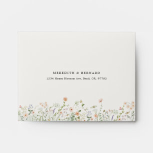 Vintage Rustic Wildflower Self Addressed RSVP Envelope