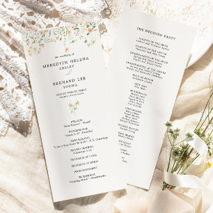 Vintage Rustic Wildflower Wedding Flat Program Programme
