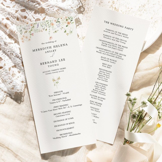 Vintage Rustic Wildflower Wedding Flat Program Programme (Creator Uploaded)