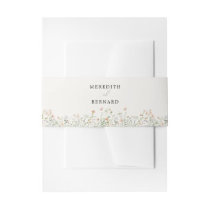 Vintage Rustic Wildflower Wedding Invitation Belly Band