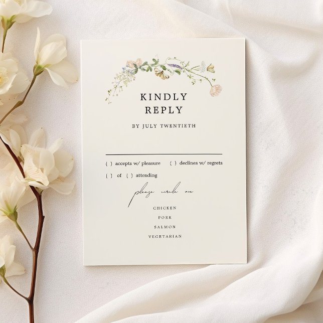 Vintage Rustic Wildflower Wedding Menu RSVP Card (Creator Uploaded)