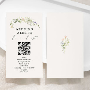 Vintage Rustic Wildflower Wedding QR Code Website Enclosure Card