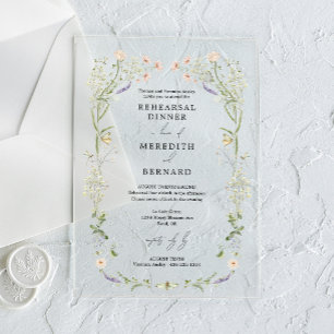 Vintage Rustic Wildflower Wedding Rehearsal Dinner Acrylic Invitations