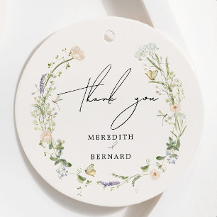 Vintage Rustic Wildflower Wedding Thank You Favour Tags