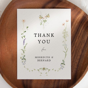 Vintage Rustic Wildflower Wedding Thank You Postcard
