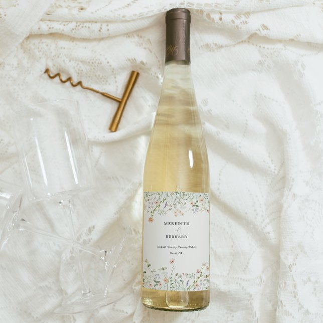 Vintage Rustic Wildflower Wedding Wine Label (Creator Uploaded)