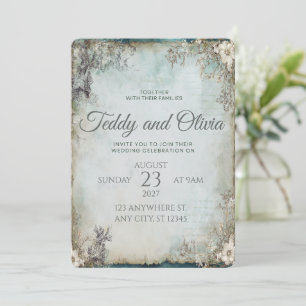 Vintage Rustic Windmill Floral Wedding Invitation