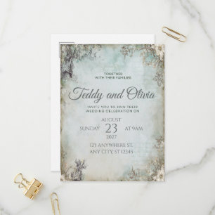 Vintage Rustic Windmill Floral Wedding Invitation Postcard