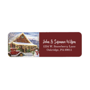 Vintage Rustic Winter Christmas Snowman Scene