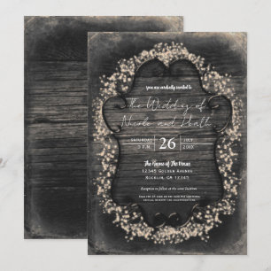 Vintage Rustic Wood & Baby's Breath Invitations