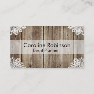 Vintage Rustic Wooden Lace Custom Business Cards