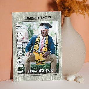 Vintage Rustic Woodgrain Graduation Announcement