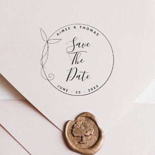Vintage Rustic Wreath Save the Date Wedding Rubber Stamp