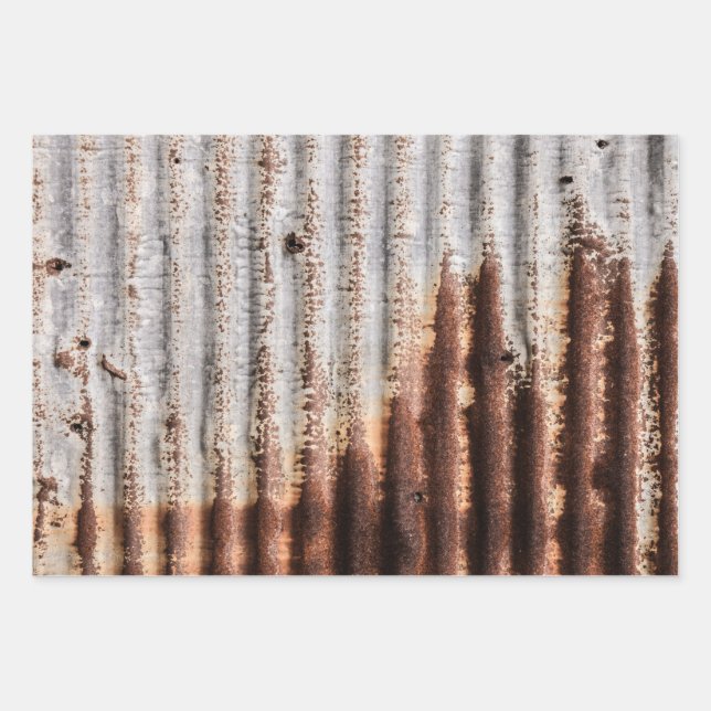 Vintage Rusty Metal Wrapping Paper Sheet (Front)