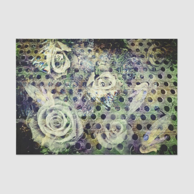 Vintage Rusty Rose & Angel Wing Tissue Paper (Front)