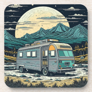 Vintage RV in the Mountains with Full Moon Coaster
