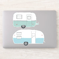 Vintage RV Trailer Camper Set of 2 Drawing Art