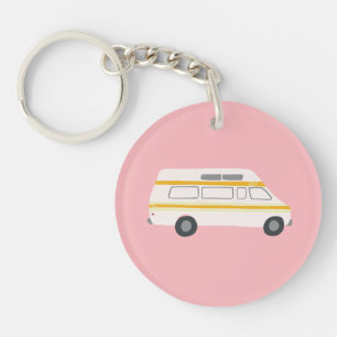 Vintage RV Van Motorhome Campervan Cute Drawing Key Ring