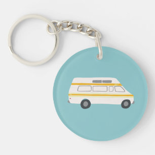 Vintage RV Van Motorhome Campervan Cute Drawing Key Ring