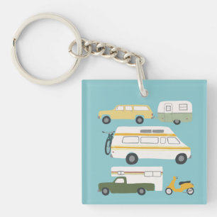 Vintage RV Van Motorhome Campervan Truck Trailer Key Ring