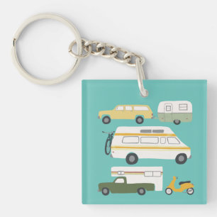 Vintage RV Van Motorhome Campervan Truck Trailer Key Ring