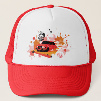vintage saab rally HAT - red orange