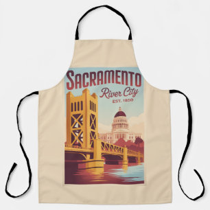 Vintage Sacramento California Retro Travel Poster Apron