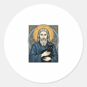 Vintage Sacred Cat Portrait Vector Shirt Design_1 Classic Round Sticker