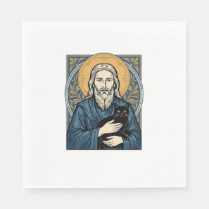 Vintage Sacred Cat Portrait Vector Shirt Design_1 Napkin