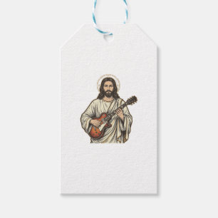 Vintage Sacred Guitarist Engraving Shirt Design_1 Gift Tags