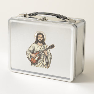 Vintage Sacred Guitarist Engraving Shirt Design_1 Metal Lunch Box