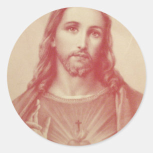 Vintage Sacred Heart of Jesus Classic Round Sticker