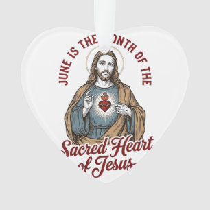 Vintage Sacred Heart of Jesus June Religious Shirt Ornament