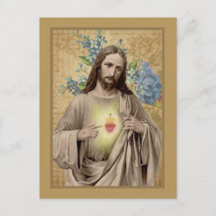 Vintage Sacred Heart of Jesus Religious Postcard